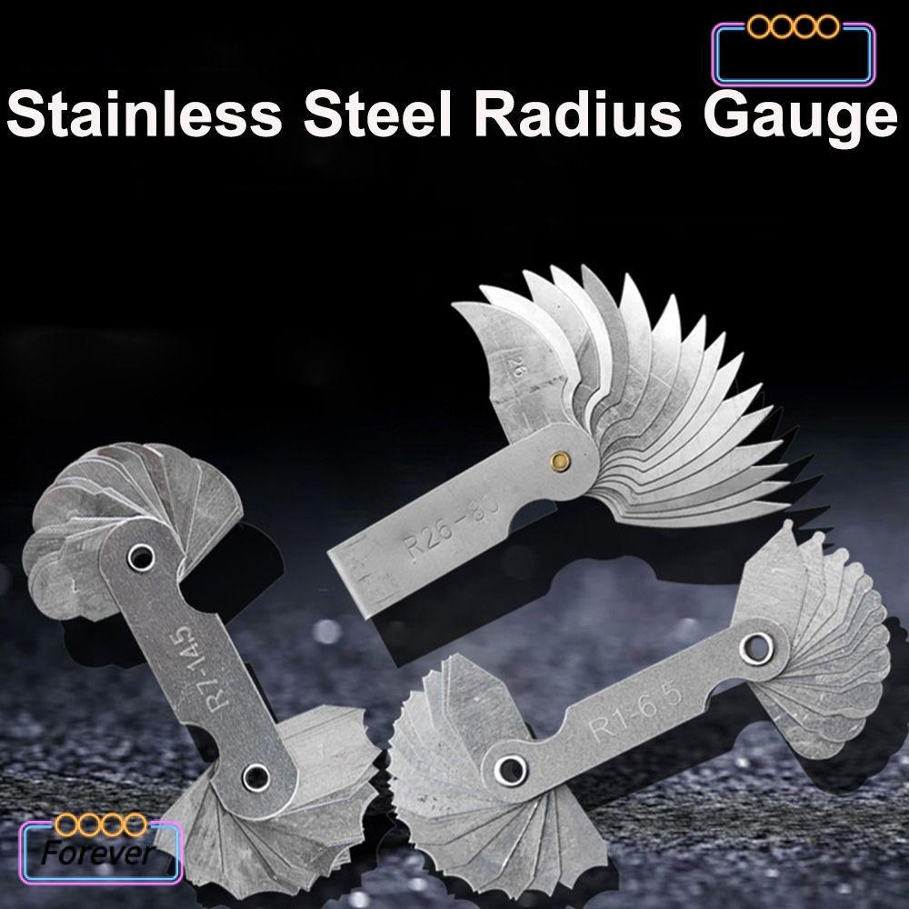 FOREVER 16 ชิ้น/เซ็ต Radius Gauge เครื่องกลึงผสมเครื่องมือวัด Gage Radius Fillet Gauge ตัวอย่าง R Ga