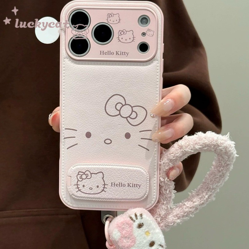 Insน่ารักสายโบว์เคสโทรศัพท์+ขาตั้งหนัง+Lanyard iPhone 17 16 15 14 13 12 11 Pro Max X Xr Xs Max 7 8 Plus SE2020
