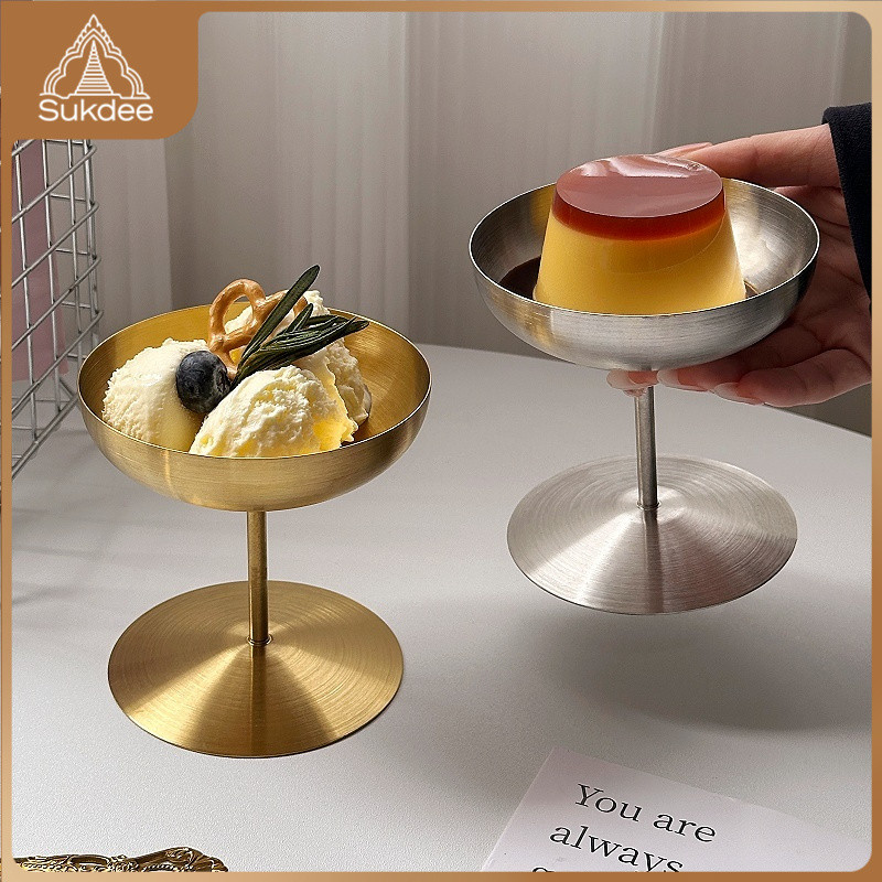 🔥ส่งจากกรุงเทพ ชามขนมหวานเท้าสูง ถ้วยไอศกรีมขนมหวานชามสลัดจานผลไม้จานขนมขบเคี้ยว 150ml/250ml บ้าน โร