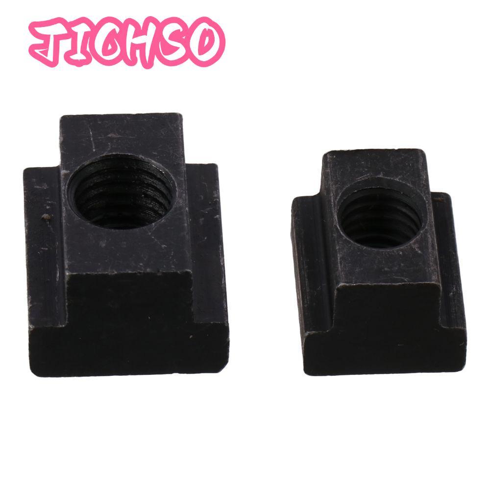 VICHSO 10 ชิ้นแตะผ่านสล็อตถั่ว, M6 M8 M10 M12 สีดําออกไซด์ T Slot Nuts, คุณภาพสูงเหล็กคาร์บอน T-Nuts