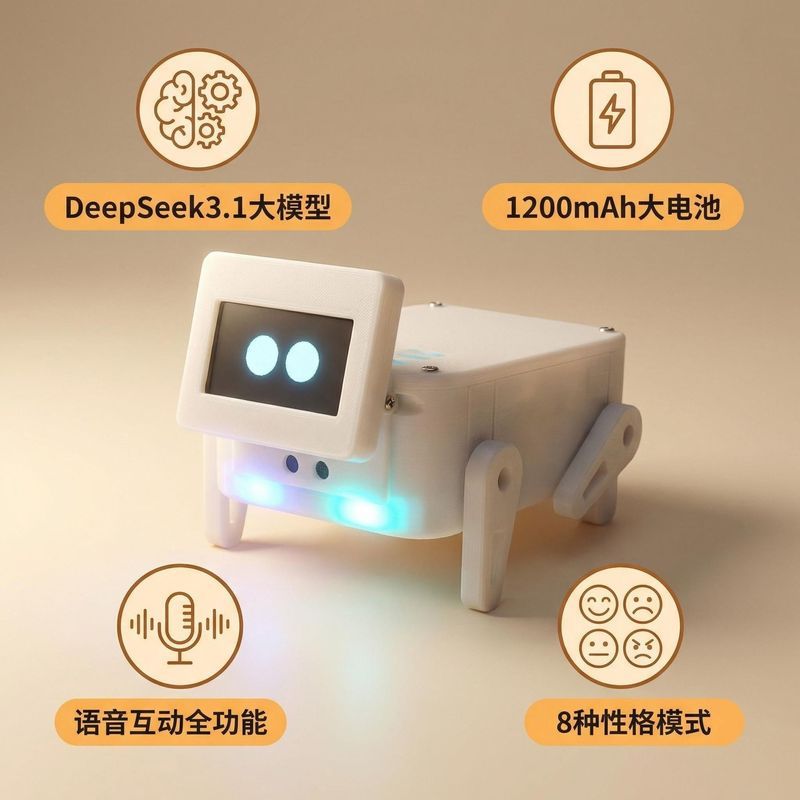 Xiaozhi AI Robot Dog ของเล่นควบคุมด้วยเสียง Bionic Desktop Pet Learning Match อารมณ์ประกอบแชท