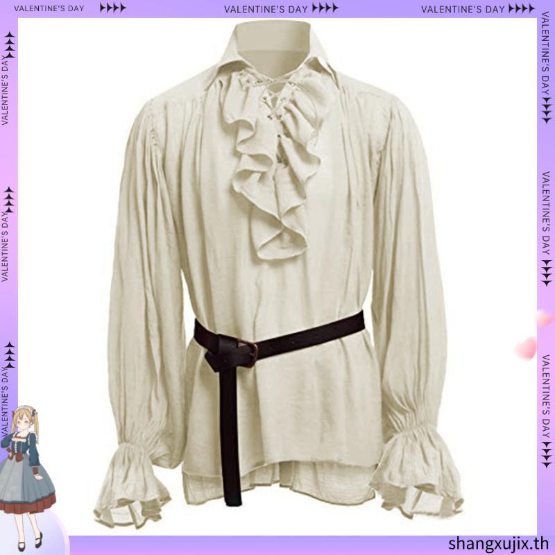 เสื้อยืดแขนยาว คอสเพลย์ Renaissance Pirate 18th Century Duke สําหรับผู้ชาย