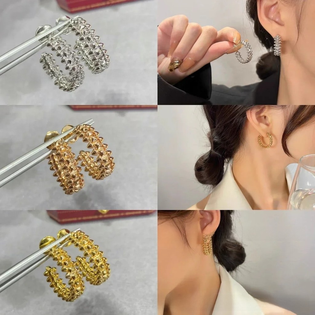 รุ่นสูง V Golden Willow Stud ต่างหูหรูหรา Seiko คู่ Bullet ต่างหูแฟชั่น All-Match ของขวัญวันเกิดที่ไม่ซ้ํากันสําหรับแฟน