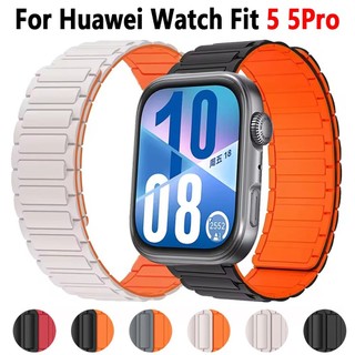 สายรัดแม่เหล็กสําหรับ Huawei Watch Fit 5Pro กีฬาสายนาฬิกาซิลิโคนสําหรับ Huawei Fit 3 4Pro