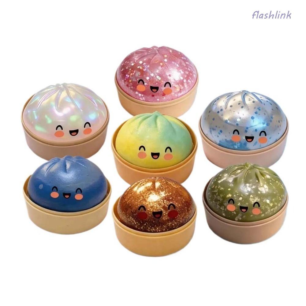 FLASHLI Dumpling Squishes, Giant Rainbow Dumpling-Shaped Bun Sensory Balls,จําลองน่ารักGlittering Pinch Soft Squishyของเล่นผู้ใหญ่เด็ก