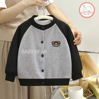 เสื้อแขนยาวเด็ก คาร์ดิแกนเด็ก เสื้อกันหนาว ปักลายหมี Size80-120cm