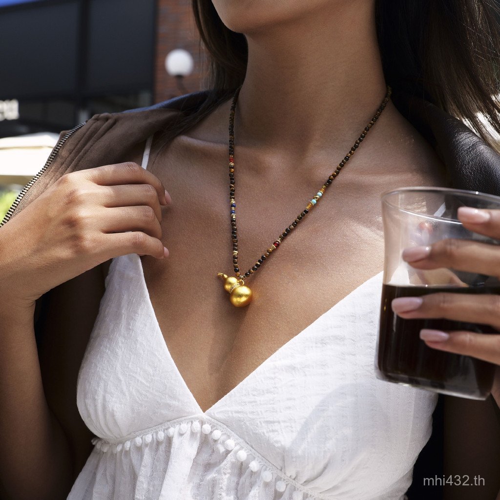 สร้อยคอหรูหราสำหรับฤดูหนาว สไตล์ใหม่และย้อนยุค กับอัญมณีเสือตากับสายโซ่ยาว 8 CMS