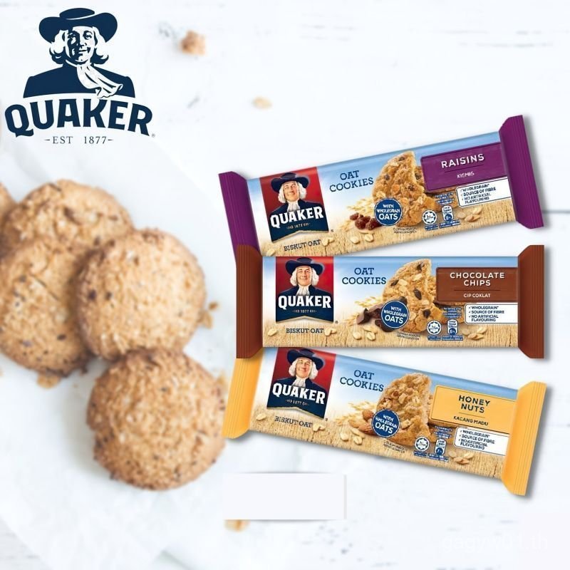 2TPZ READY STOCK นําเข้า QKER Quaker Oats Nuts ช็อกโกแลตลูกเกดคุกกี้บิสกิตของว่าง