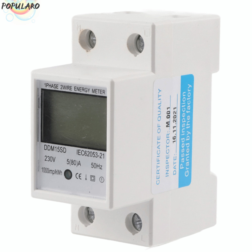 POPULARO Energy Meter, 220V/230V DDM15SD KWh Meter, Precision Metering 5-80A อิเล็กทรอนิกส์ KWh Mete
