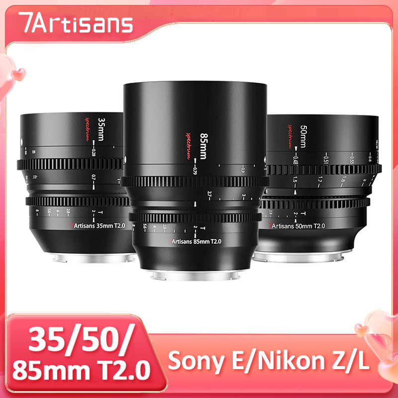 7artisans 35mm 50mm 85mm T2.0 Full Frame MF เลนส์รูรับแสงขนาดใหญ่ Cine สําหรับ Sony E Nikon Z Canon 