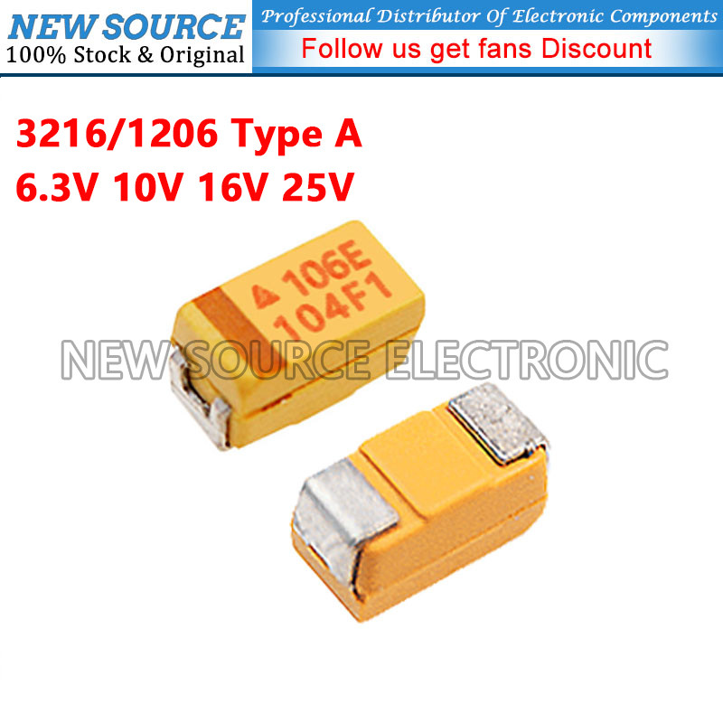 [10 ชิ้น] 3216/1206 ตัวเก็บประจุ Tantalum ประเภท A 6.3V 10V 16V 25V 47UF 10UF 22UF 1UF 2.2UF 3.3UF 4