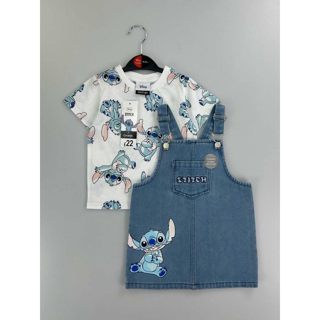 Overall Girl Denim SetichBlue Set เสื้อยืด OOTD
