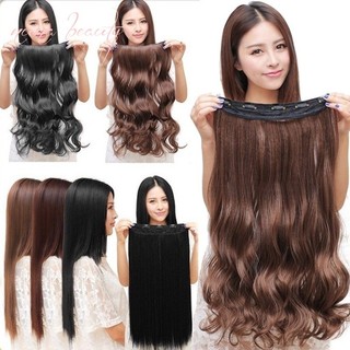 68cm Long Brown Black Straight Synthetic Hair Wigs with Bangs Clip on Wig Natural Hair Wig for Women