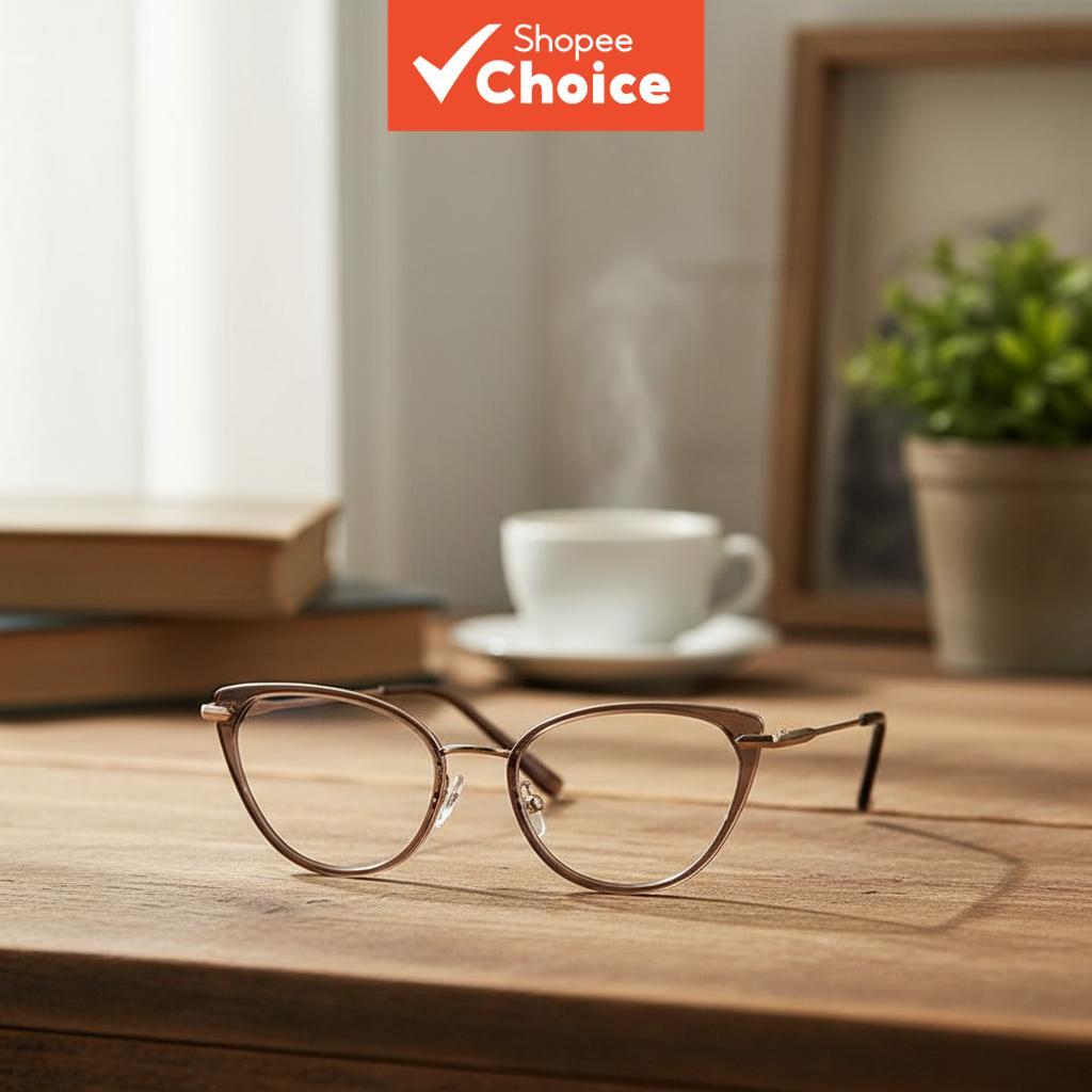 แว่นตาทรงแคทอายสไตล์ย้อนยุค Y2K สําหรับผู้หญิง -0.50 ถึง -6.00 พร้อมกรอบโลหะ ป้องกันแสงสีฟ้า และเปลี