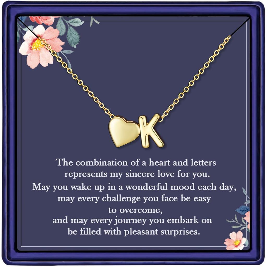 สาวสุภาพสตรีรูปหัวใจสร้อยคอตัวอักษรแรก,18K Gold-Plated Letter AZ จี้สร้อยคอคริสต์มาส Stocking Filler