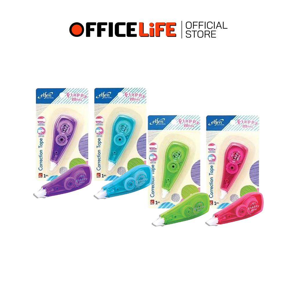 Elfen (เอลเฟ่น) เทปลบคำผิด เทปลบ รุ่น FLAPPY MINI ยาว 3 m. ( 1 ชิ้น / คละสี )