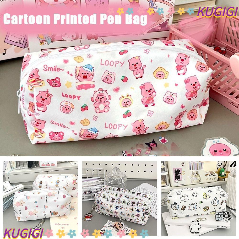 กระเป๋าปากกา KUGIGI ผ้าใบกลับสู่โรงเรียนของขวัญดินสอคุณภาพสูงความจุขนาดใหญ่ Loopy/Crayon Shin-chan/C