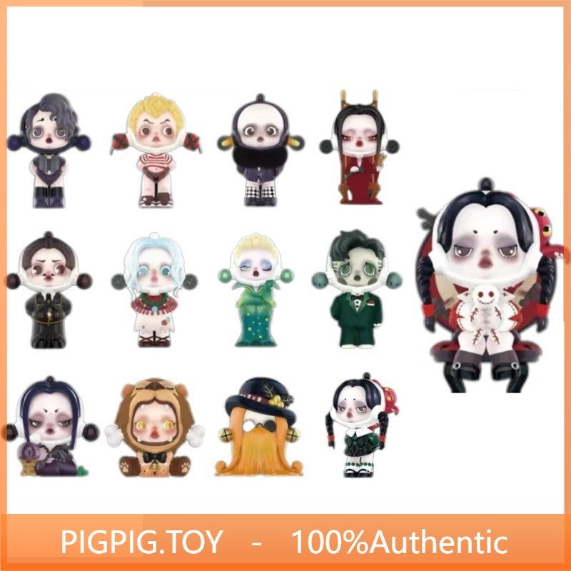 POPMART POPMART SKULLPANDA Adams Family Series Mystery Box เครื่องประดับของขวัญรูป