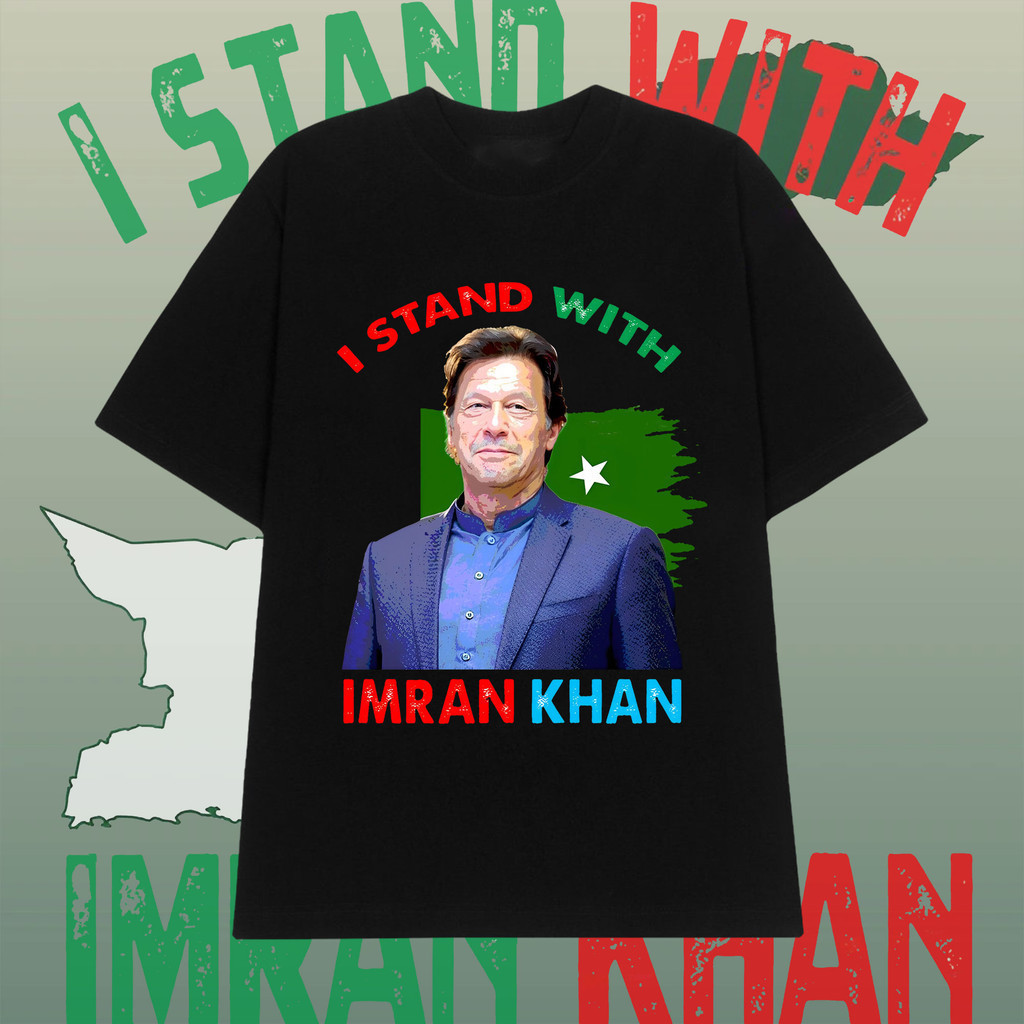 เสื้อยืดรุ่นใหม่ I STAND WITH IMRAN KHAN เสื้อยืดผ้าฝ้ายพิมพ์ลาย