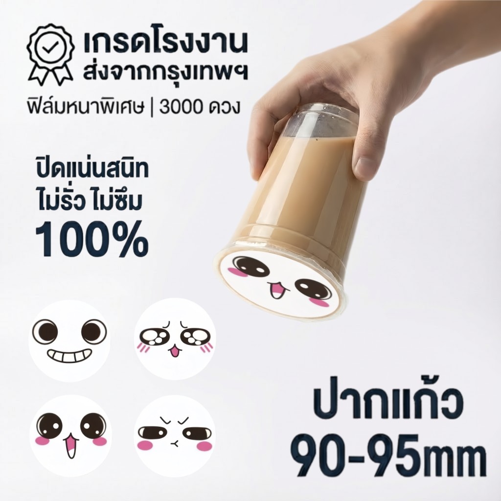 นมชาเครื่องดื่มปิดผนึกฟิล์มม้วน 90-95 มม.Universal Leak-Proof Tear-Resistant 500ml/700ml/1,000ml เหมาะสําหรับ| CupiCute พร้อมส่ง