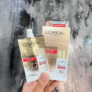 กันแดด (แบบซอง) L'oreal UV Defender Daily Sunscreen SPF5+ PA++++ 5.5ml. ลอรีอัล ยูวี 3 สูตร