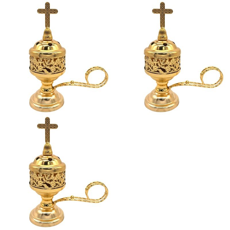 【ALLOWANCE】3X Charcoal Incense Burner Gold Incense Holder Charcoal For Incense Burner Censer Incense