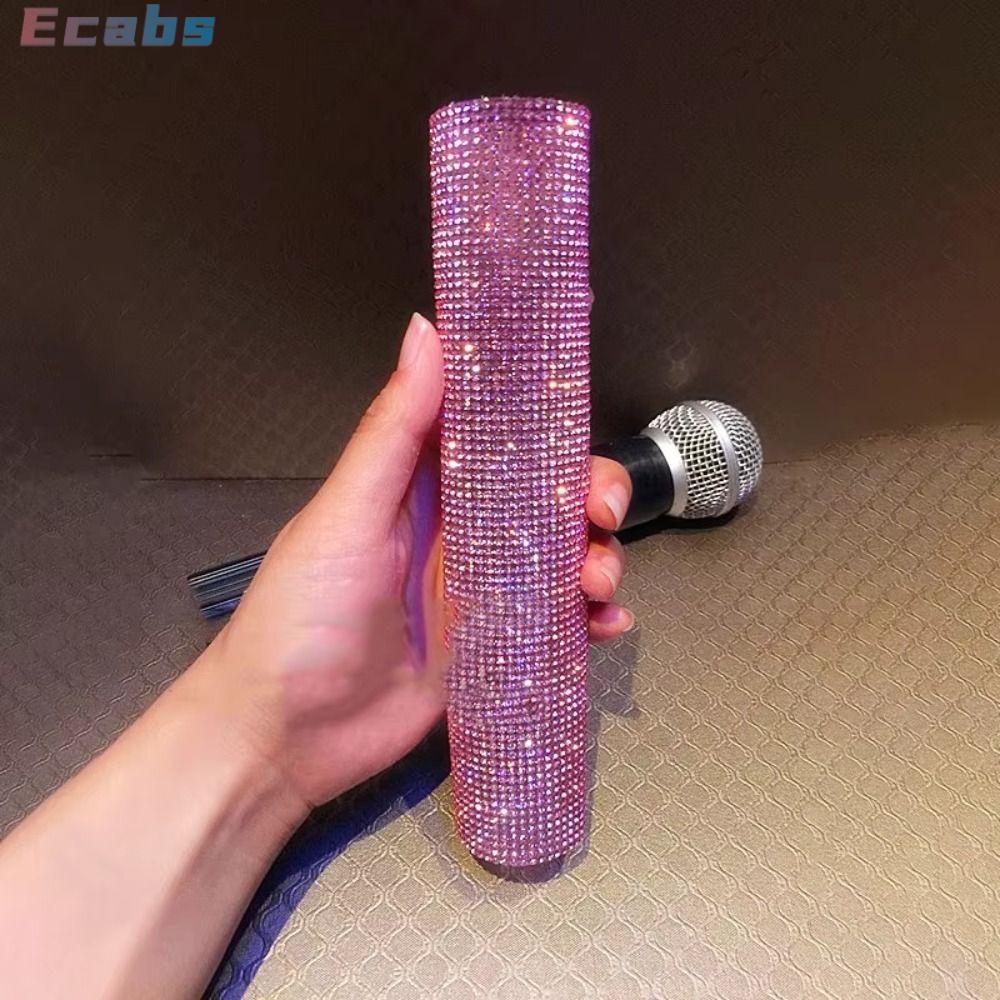 ECABS ฝาครอบด้ามจับไมค์ไร้สาย, Sparkly Bling Rhinestones ซับนุ่มไมโครโฟนตกแต่ง, แฟชั่นประณีต Shining ทนทาน MIC อุปกรณ์เสริม Party
