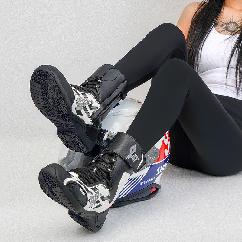 Duhan รองเท้าบู๊ตขี่รถจักรยานยนต์Shock-proof Stylish Racing สำหรับผู้ชายและผู้หญิง สวมใส่ได้ตลอดทั้ง