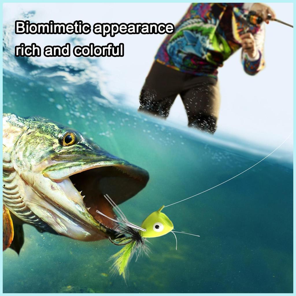 Bass Poppers Lures Fly สีสัน Poppers เหยื่อตกปลามัลติฟังก์ชั่น Fish Tackle อุปกรณ์เสริมเกียร์น้ําจืด