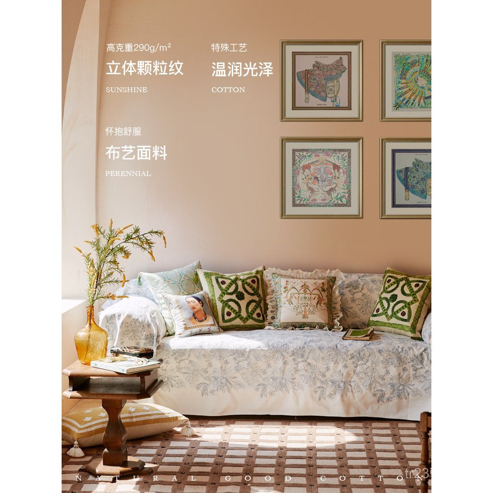 เตียงกลางฤดูใบไม้ร่วงบรรยากาศหมอน Pastoral Feeling 444Z หมอนโซฟา Core พนักพิง White Dew มือวาดหมอนเอ