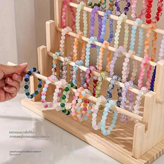 6 ชั้นวางเครื่องประดับไม้ ชั้นวางสร้อยข้อมือ มัลติฟังก์ชั่ชั้นวางจอแสดงผล ที่เก็บเนคไทผม เหมาะสำหรับ จัดแสดงในร้านค้า และจัดเก็บของภายในบ้าน