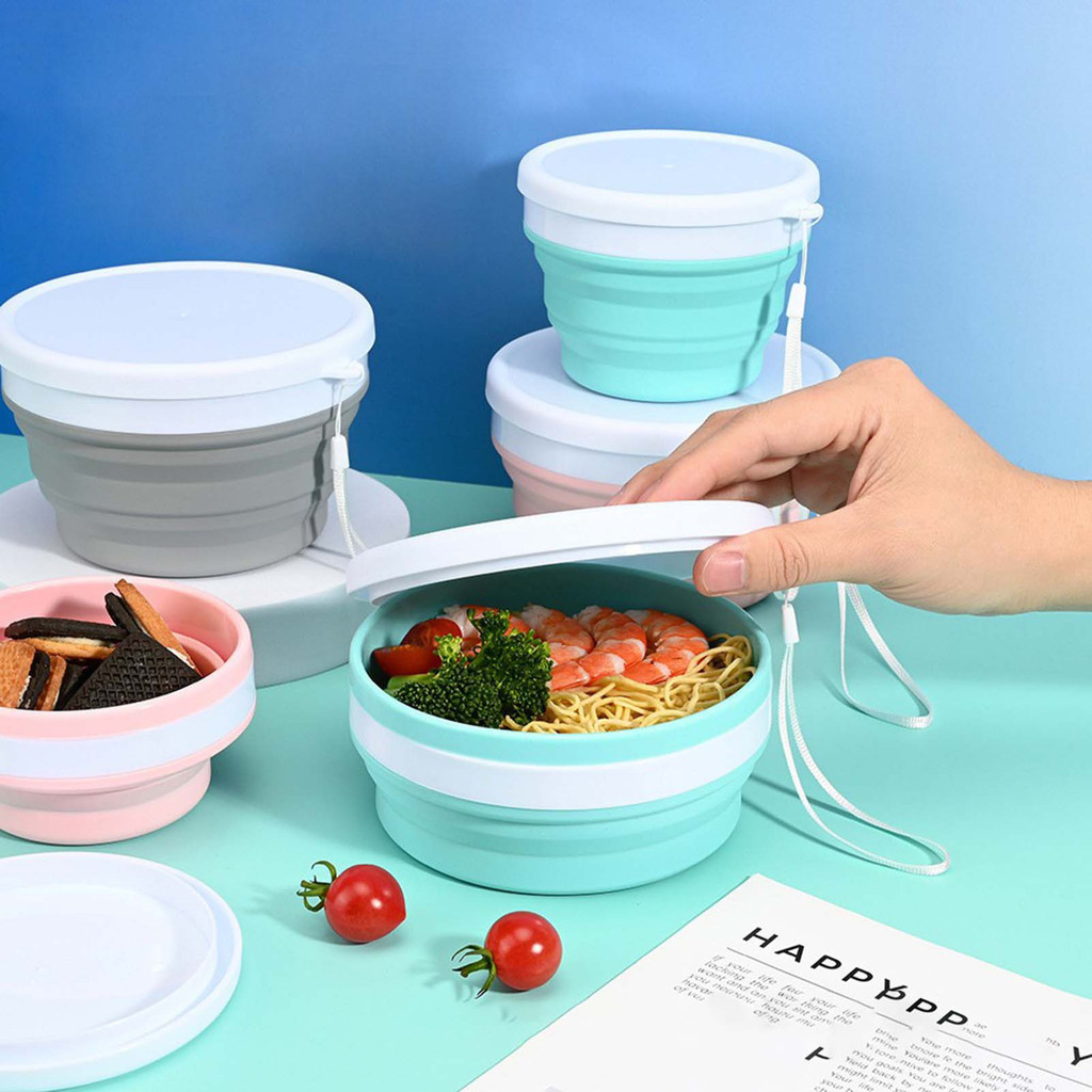 【SayTH✨1-3 วัน】ชามพับได้ซิลิโคน-ภาชนะใส่อาหารแบบพกพาแบบใช้ซ้ําได้เกรดอาหาร-มัลติฟังก์ชั่นกะทัดรัดทนความร้อนใช้กว้างแคมป์ปิ้งจานสลัดเดินทาง - รูปที่ 5