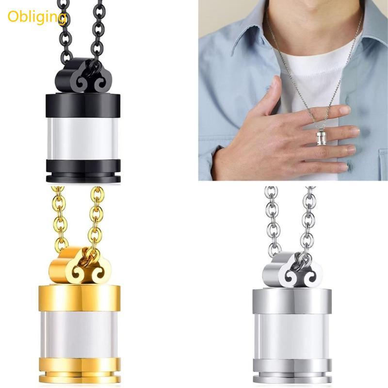 Obliging Memorial สร้อยคอคอนเทนเนอร์ Locket Cremation คอเครื่องประดับสําหรับผม Elegant Locket สร้อยคอสําหรับผู้หญิงผู้ชาย