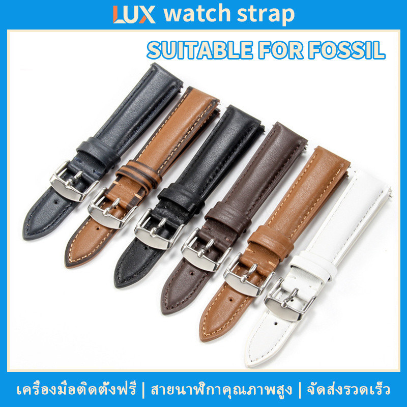 เหมาะสำหรับสายนาฬิกาหนังแท้ FOSSIL ขนาด 14 มม., 16 มม., 18 มม., 20 มม. สายนาฬิกาผู้หญิงแบบบางและนุ่ม ปลายสายแบบเรียบและตรง