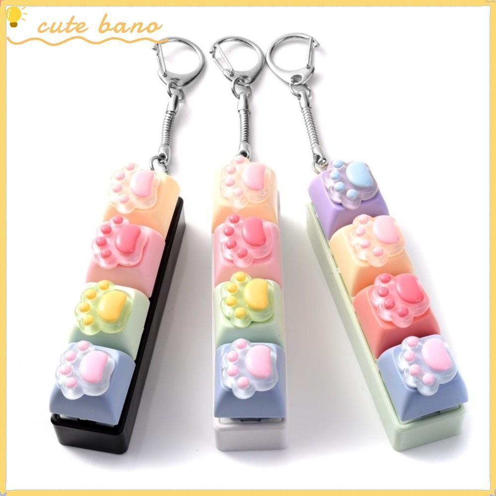 BANO Cat คีย์บอร์ด Fidget ของเล่น, 4 คีย์ Clicky ปุ่ม Fidget พวงกุญแจ, ผ่อนคลายความวิตกกังวลบรรเทาความเครียด Fidget ของขวัญ