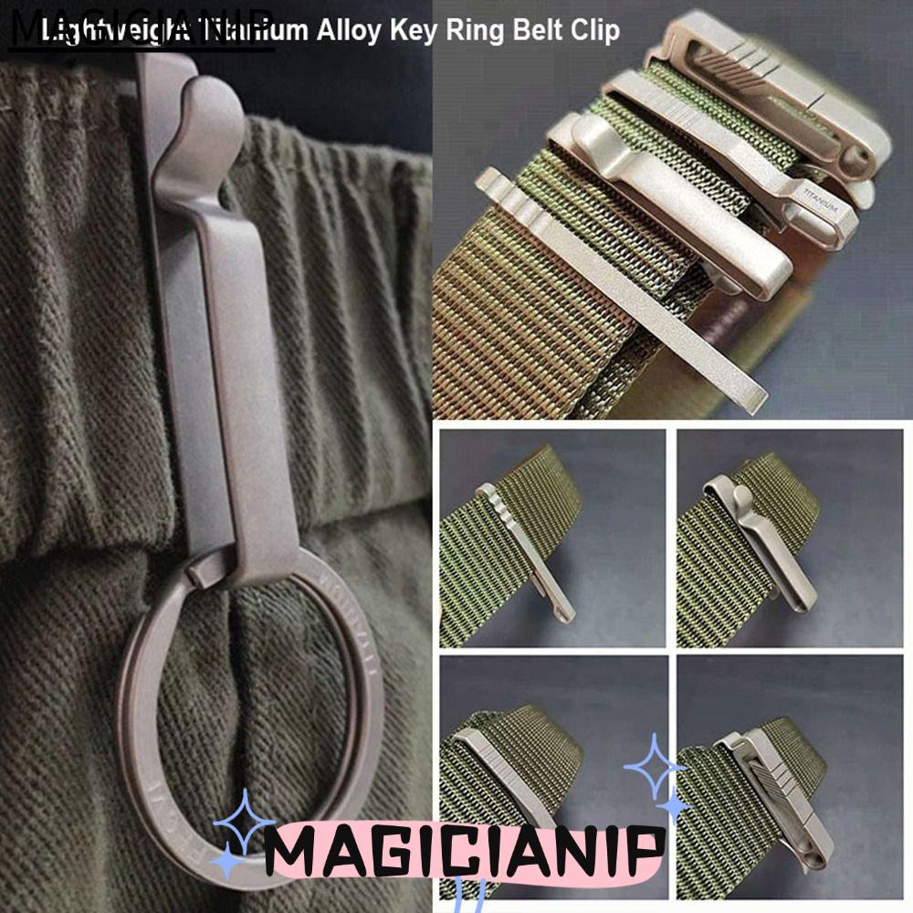 MAGICIANIP ไทเทเนี่ยมแหวนกุญแจ,มัลติฟังก์ชั่น้ําหนักเบากลางแจ้งเข็มขัดคลิปพวงกุญแจ,คุณภาพสูง Quick Draw สีเทาแขวน Webbing Buckle Camping เดินป่าอุปกรณ์