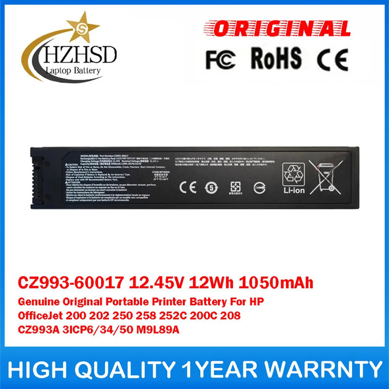 CZ993-60017 12.45V 12Wh 1050mAh ของแท้แบตเตอรี่เครื่องพิมพ์แบบพกพาสําหรับ HP OfficeJet 200 202 250 2