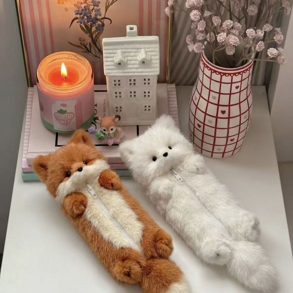 Little Fox รองเท้าแตะน่ารัก Little Red Book น่ารัก Little Fox Plush ดินสอ SoftZH