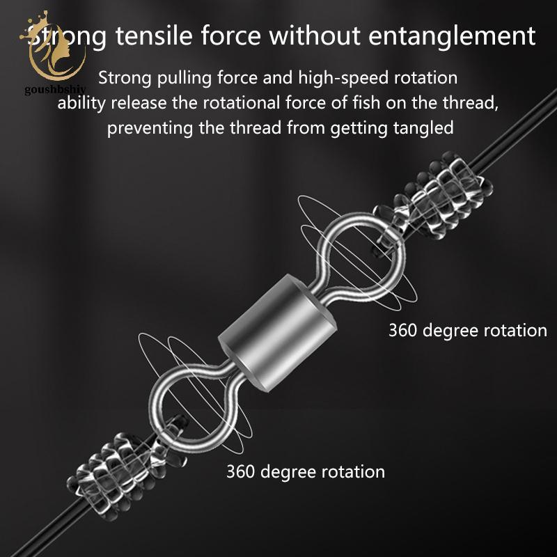 [GOOY] 100 ชิ้นหมุนตกปลาสแตนเลส Rolling Barrel Swivels Fishing Line Connector Micro Swivel Fishing Lure แหวนหมุน TH