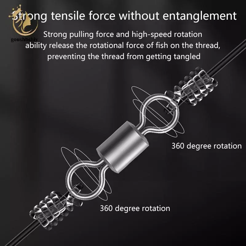 [GOOY] 100 ชิ้นหมุนตกปลาสแตนเลส Rolling Barrel Swivels Fishing Line Connector Micro Swivel Fishing Lure แหวนหมุน TH