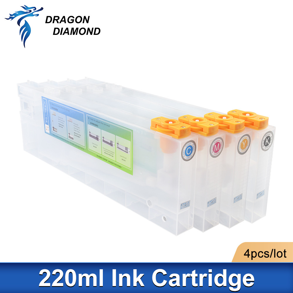220ml ตลับหมึกเติมจํานวนมาก 4 แพ็คสําหรับ Mimaki Roland Mutoh ขนาดใหญ่ Format Eco Solvent เครื่องพิมพ์หมึกระบบ Universal Fit Leak Proof