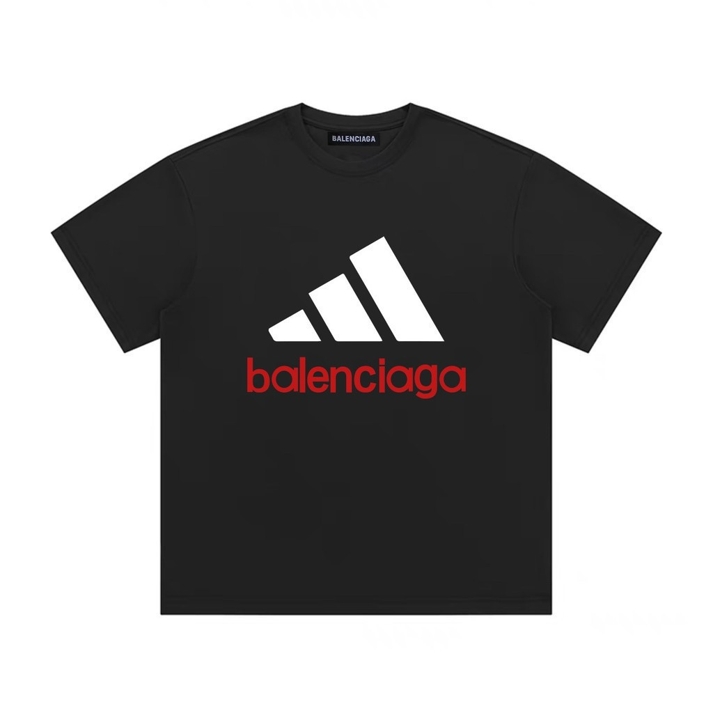 BALENCIAGA/BALENCIAGA 2026 คลาสสิกรอบคอแขนสั้นเสื้อยืดผู้ชายผู้หญิงสไตล์ All-Match Simple Basic Bott