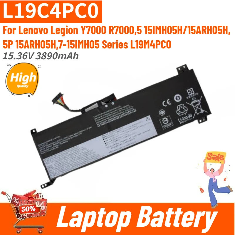 คุณภาพสูง 15.36V 3890mAh แบตเตอรี่แล็ปท็อป L19C4PC0 L19M4PC0 สําหรับ Lenovo Legion Y7000 R7000,5 15I