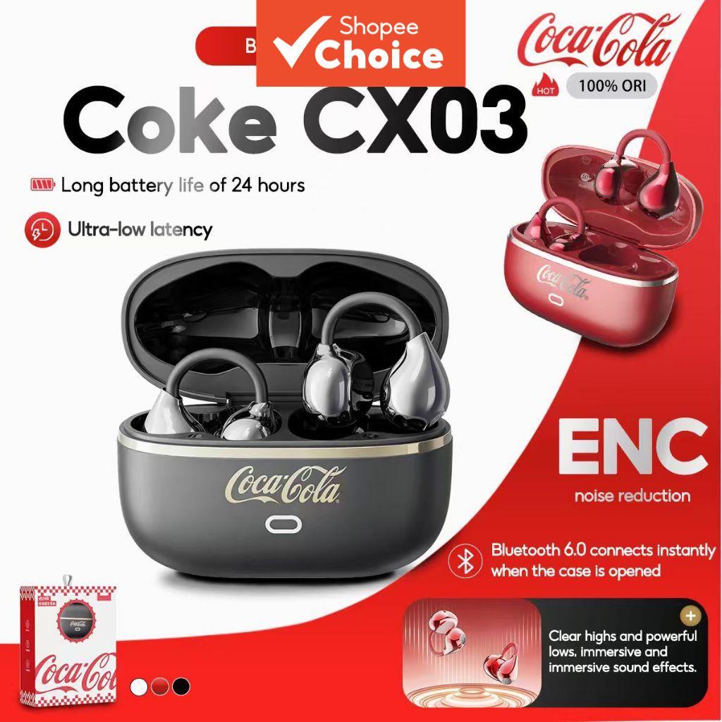 Coca Cola CX03 หูฟังคลิปบนหูฟังไร้สาย True หูฟังบลูทูธ 60 ไมค์ไฮไฟสเตอริโอตัดเสียงรบกวนชุดหูฟังกีฬากลางแจ้งวิ่งน้ําหนักเบาสบาย