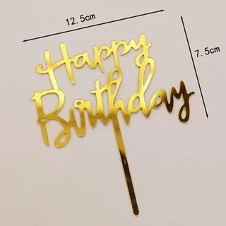 GeeParty เค้กธงปาร์ตี้วันเกิด Happy Birthday สีทอง โรสโกลด์ ดำ เงิน น้ำเงิน ตกแต่งเค้กปาร์ตี้