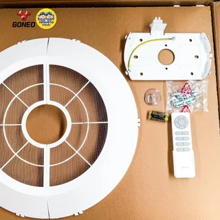 GONEO พัดลมโคมไฟเพดานไร้ใบพัด รุ่นATTO Bladeless Ceiling Fan With Light พัดลมโคมไฟ ปรับแสงได้ 3 ระดับ ขาว6500K คูลไวท...