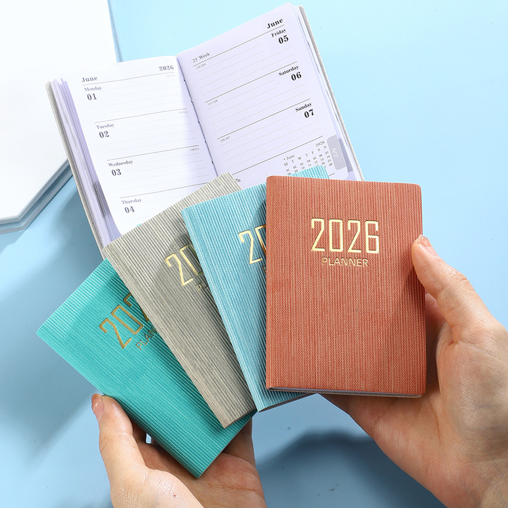 พร้อมสต็อก 2026 a7 English Schedule Book 2025 Daily Plan Pocket Book Thin Weekly Calendar Notebook