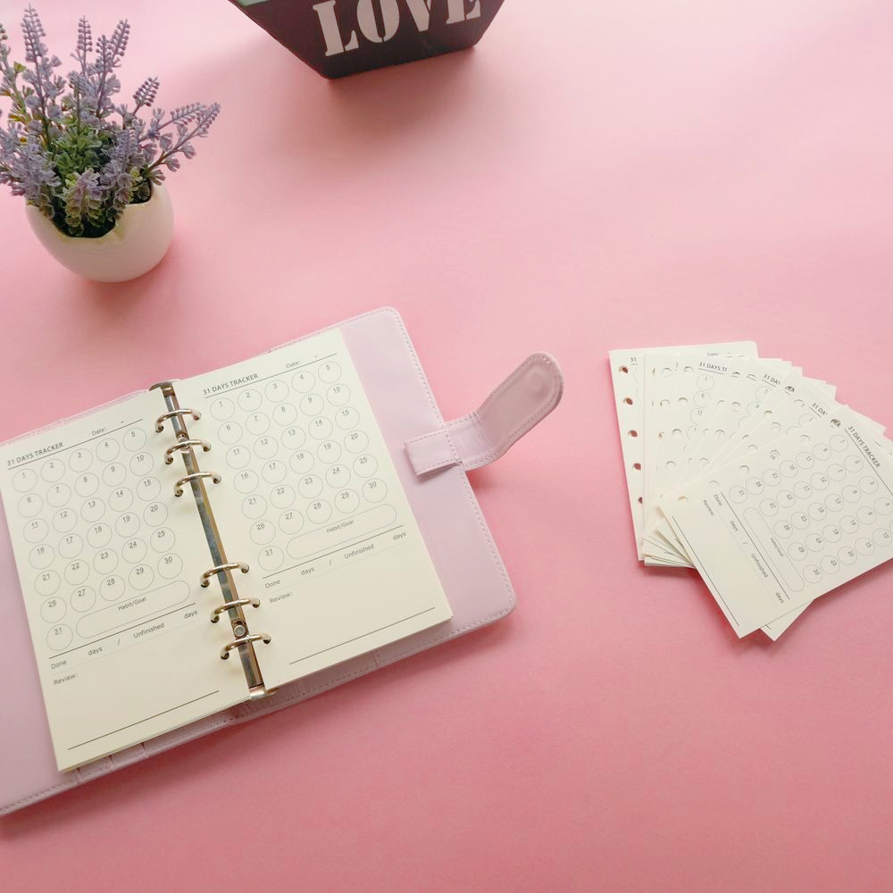 1 PC 31 วัน A7/A6 Circular Habit Tracker หน้าด้านใน, Journal Planner ตกแต่งโน้ตบุ๊คเปลี่ยนอุปกรณ์เสร