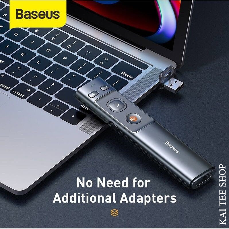 🔥Baseus รีโมทพรีเซนไร้สาย Type c + USB Wireless Remote Control Presentation Laser Pointer PPT #U104#