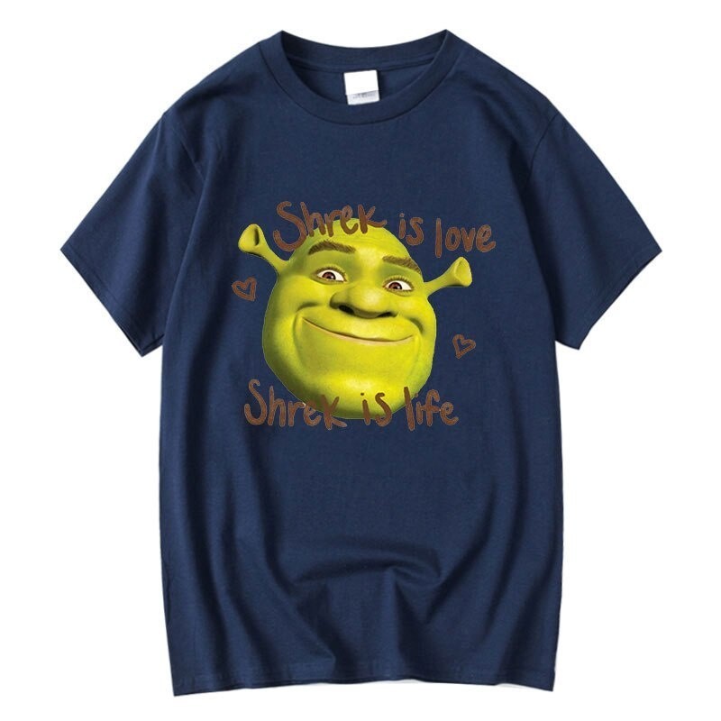 👕【เสื้อยืดยอดนิยม】 💦 HOT   Shrek Is Love Shrek Is Life พิมพ์ Tshirt  Cotton เสื้อยืดผู้ชาย Unisex S-